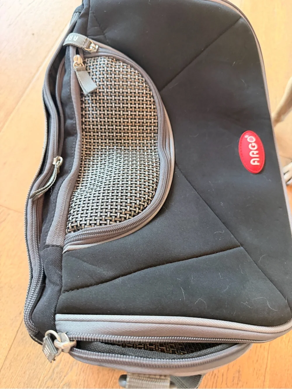 Black Pet Carrier soft Bag with Gray Trim